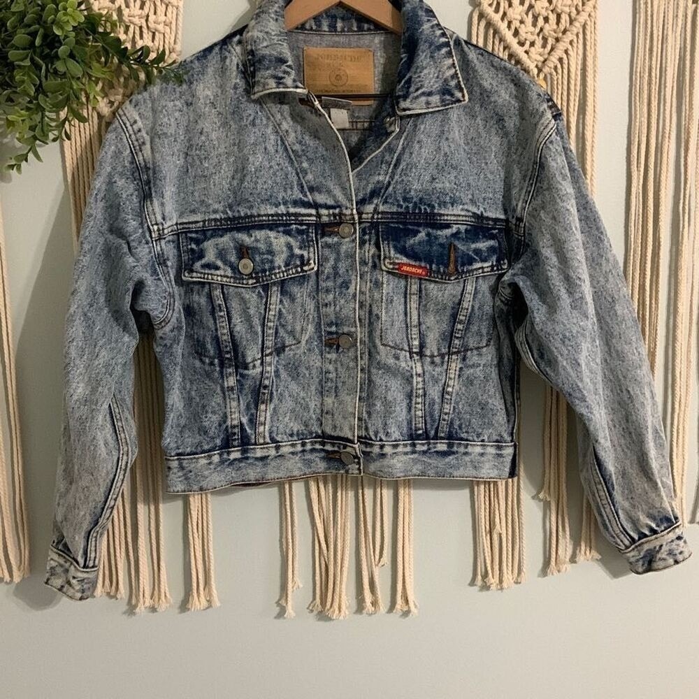 JORDACHE Women's Vintage Washed 1980s 1990s Denim Jean Jacket Size Small